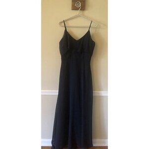 Birdie Grey Womens Size M Navy Blue Maxi Dress Chiffon Pockets Bridesmaid